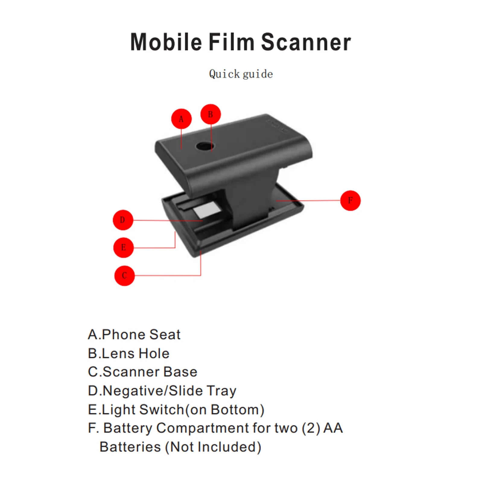Mobile Film Slide Scanner for 35mm/135mm Negatives and Slides with LED Backlight Free APP Foldable Novelty Scanner Toys Gift