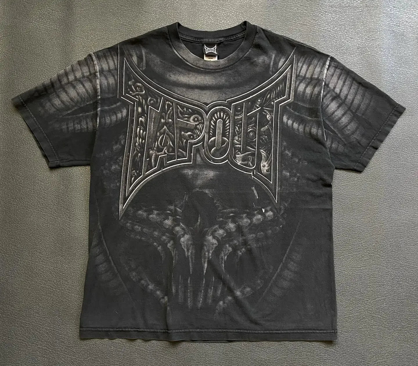 Gothic Vintage Distressed T-Shirt Two-in-One Skeleton Print Layered Top Y2K Retro Streetwear Loose Fit Harajuku Fashion Tee