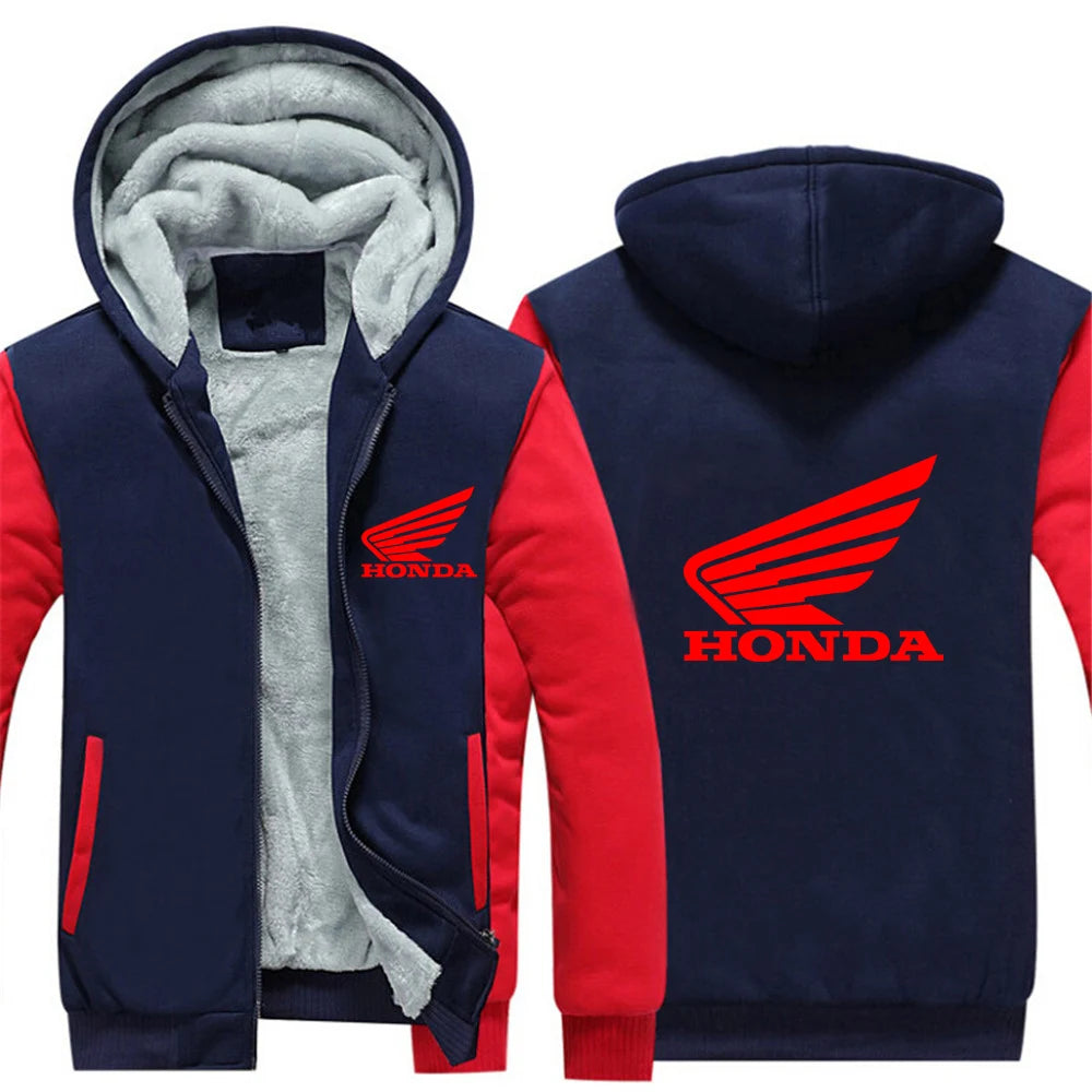 Honda Logo 2025 Herfs Winter Man se Vlies Warm Dik Jas Gewilde Lapwerk Kontraskleur Hoodies Informele Baadjie