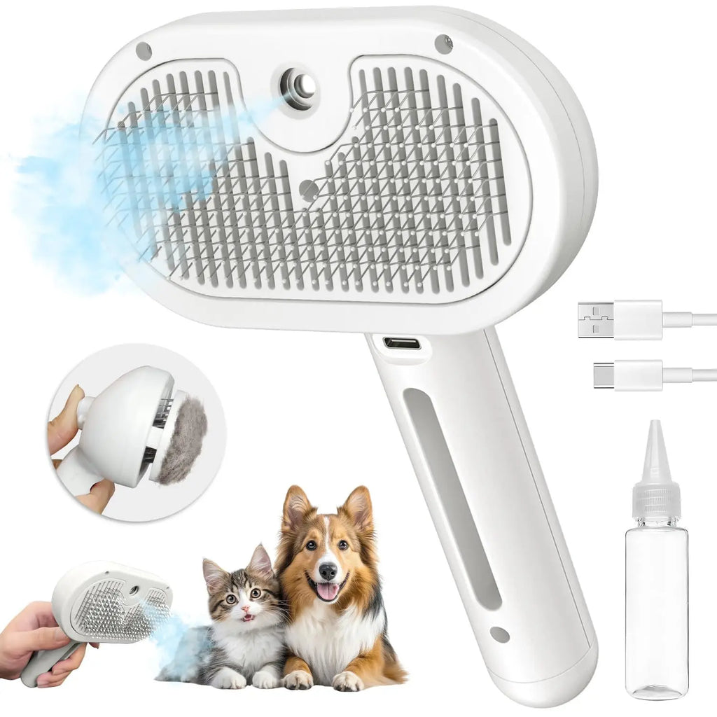 Pet Hair Removal Comb with Water Tank And Release Button Cat Dog Shedding Spray Steam Brush for Grooming