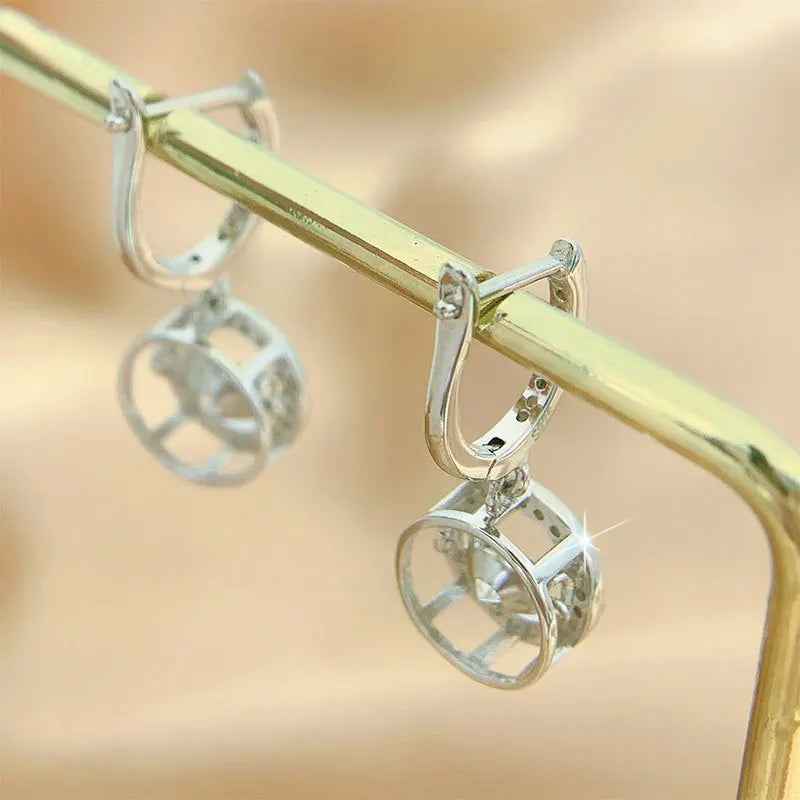 MOVESKI 925 Sterling Silver Dancing Moissanite Drop Earrings | 0.5CT 1CT Round Cut Halo Dangle Earrings for Women Bridal Jewelry