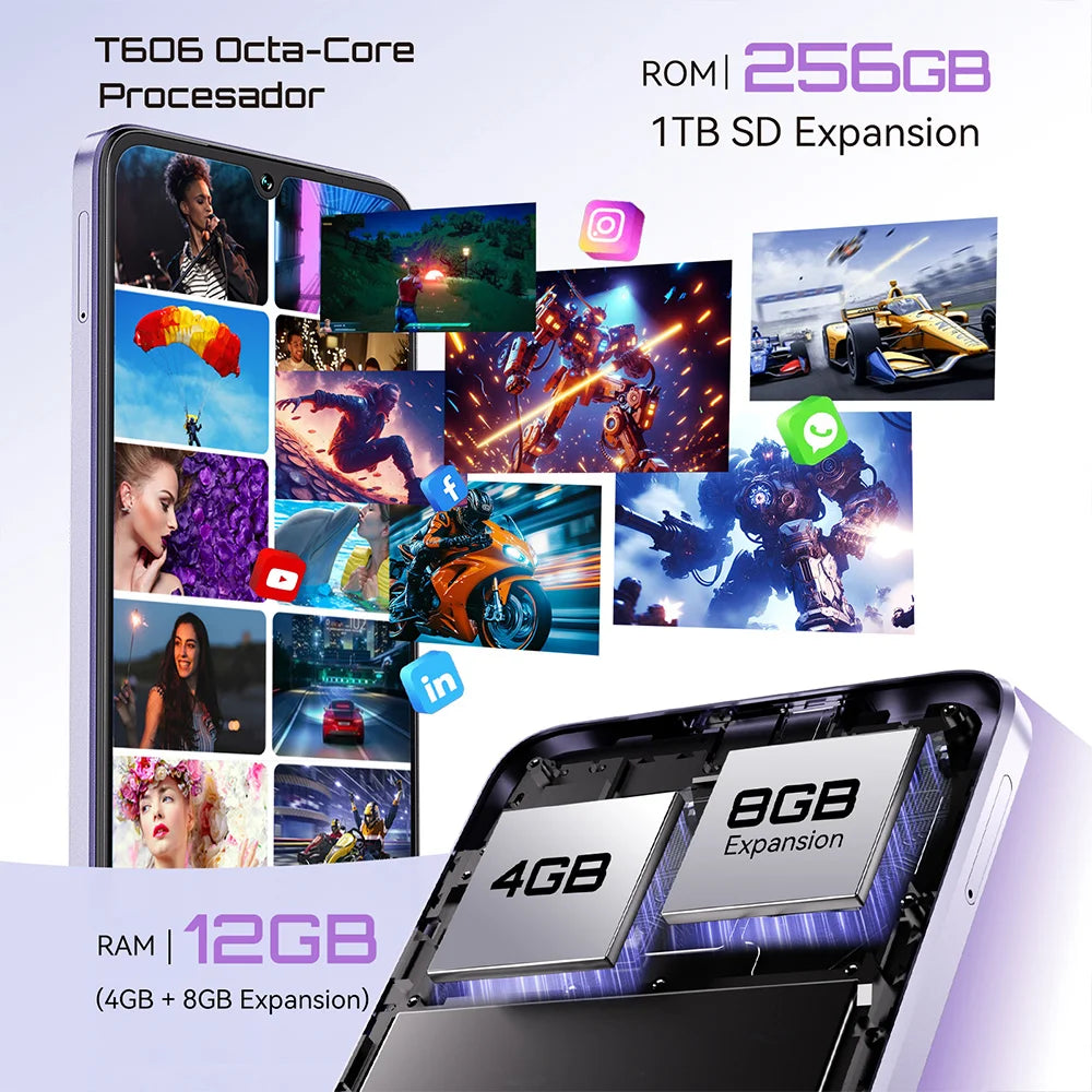 Cubot Smartphone Android 15 A40, 12GB RAM+256GB ROM, 6.88-Inch 120Hz Screen,Octa-core, 48MP Camera, 5100mAh Battery,NFC,Face ID