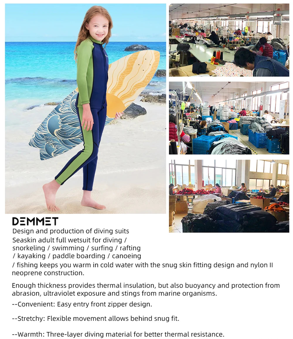 Kids Neoprene Diving Surfing Suit Split Long Sleeve Wetsuit Girls Thick Swimsuit Boys Rash Guards Swimwear Keep Warm Clothes