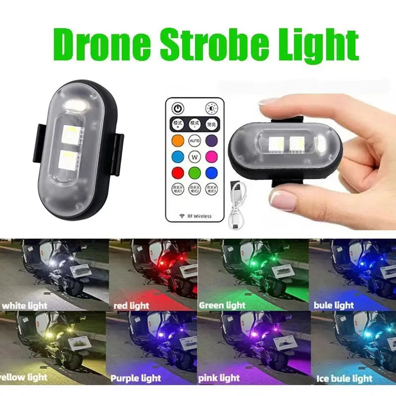 RGB Led Aircraft Strobe Light Remote Wireless Motorcycle Flash Light Warning Lights for Aircraft Airplane Helicopter Bike Car