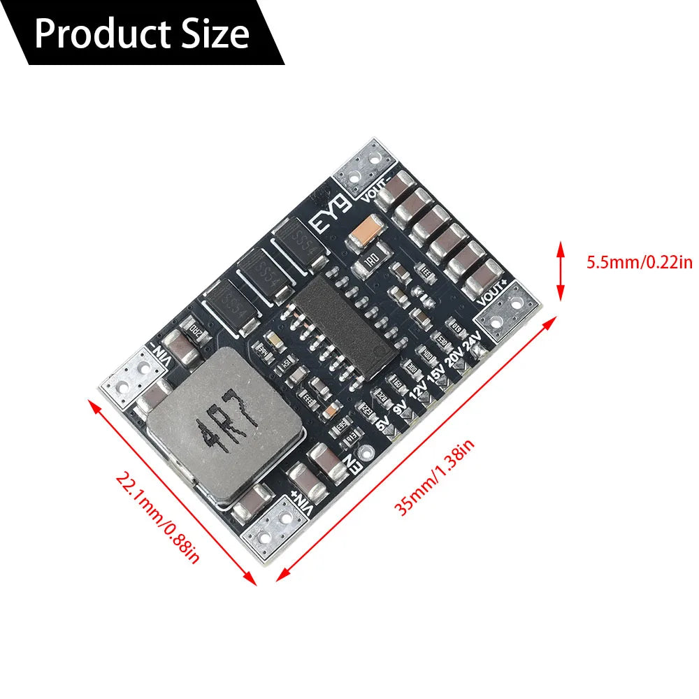 DC-DC 5-15V to 5V/9V/12V/24V Fixed Voltage Output Boost Power Module 5A High-Power Lithium Battery Boost Module