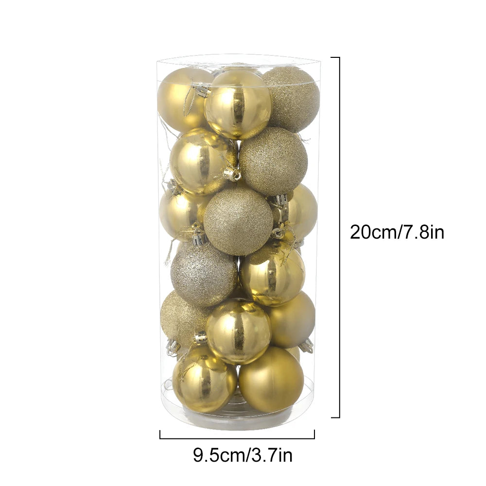 24Pcs/Box 3-4cm Christmas Balls Christmas Tree Ornament Ball Xmas Hanging Tree Pendant Home Party Decor New Year Gifts