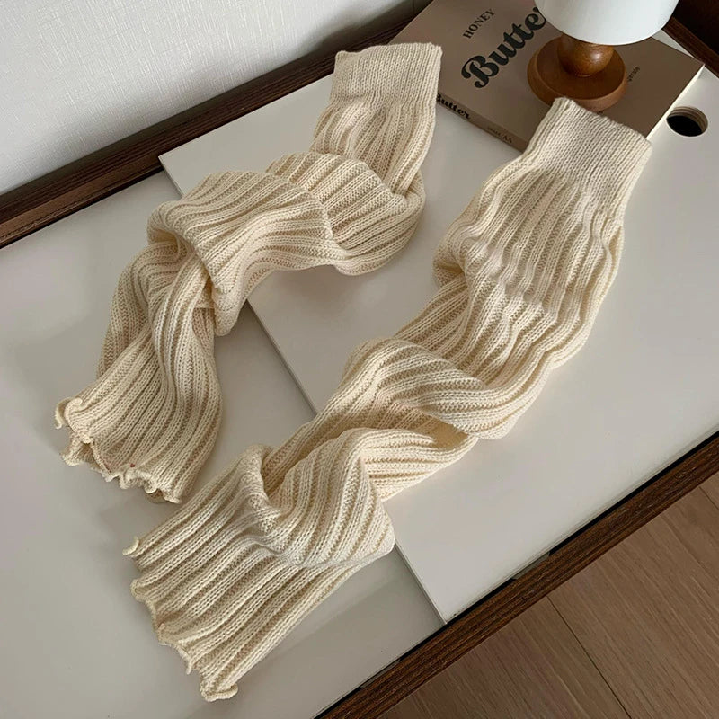 57cm Japanese Lolita Leg Warmers Winter Women Ankle Warmer Girls Gothic Long Socks Thin Knitted Female Cosplay Socks Boot Cuffs