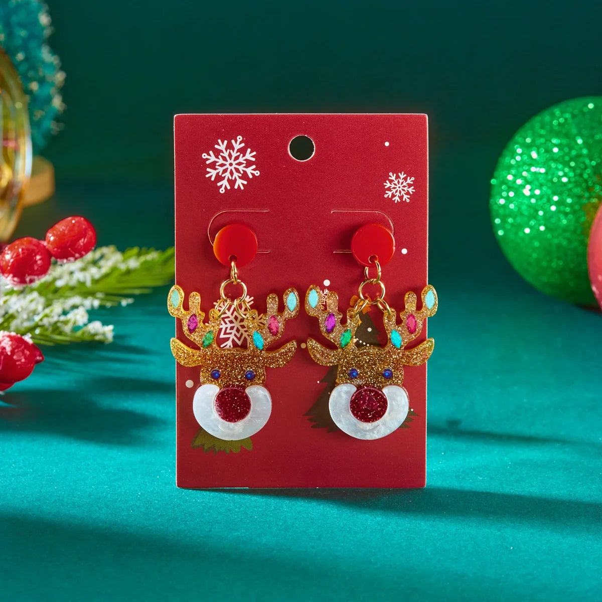 Christmas Acrylic Heart Santa Claus Deer Candy Crutch Xmas Tree Soldier Drop Earrings Cute Holiday Jewelry For Women Men Gifts
