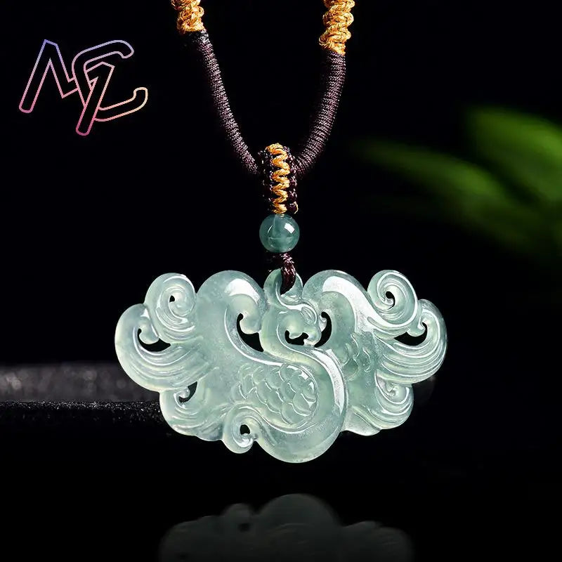 Myanmar Jadeite Phoenix Pendant Necklace Luxury Carved Amulet Charm Talismans Burmese Jade Natural Gemstone Gifts for Women
