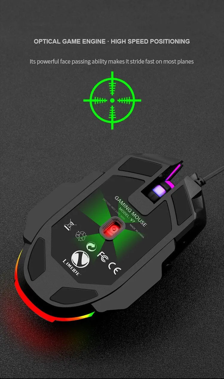 USB Wired Gaming Mouse Mechanical Mice USB Luminous Light Mouse Adjustable Optical Gamer Mouse for PC Computer Game