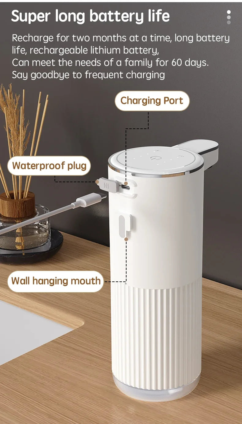350ml Outomatiese Seepdispenser Raaklose Skuimdispenser 4 Vlak Muurgemonteerde Handevrye Outomaties vir Huis