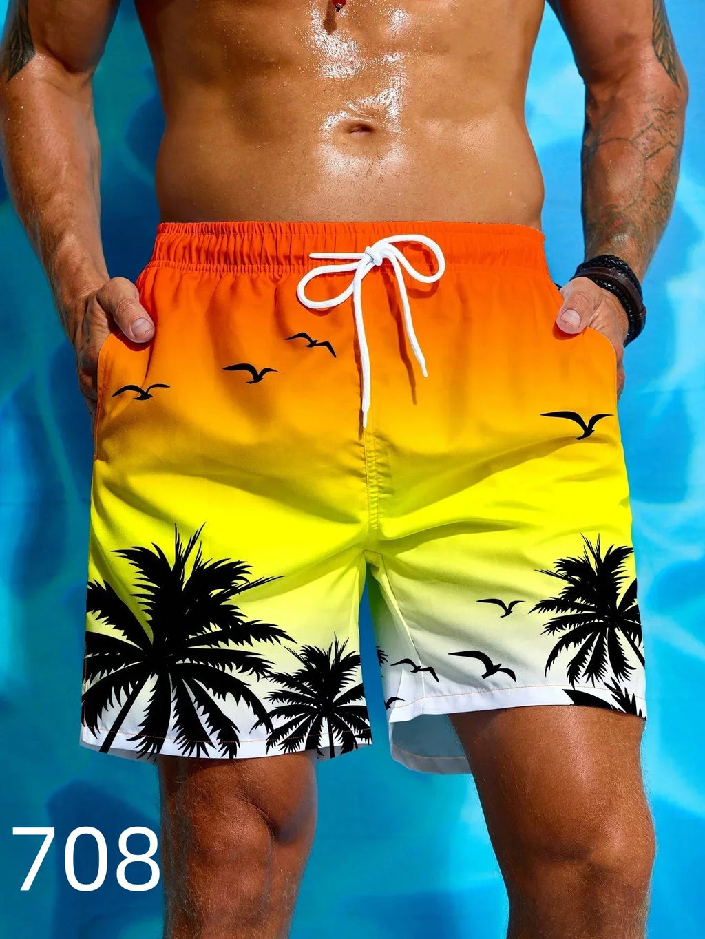 Men 3D Graffiti Print Sport Quick-dry Waterproof Harajuku Surf Trend Loose Casual Vacation Parent-child Beach Short Pants Summer
