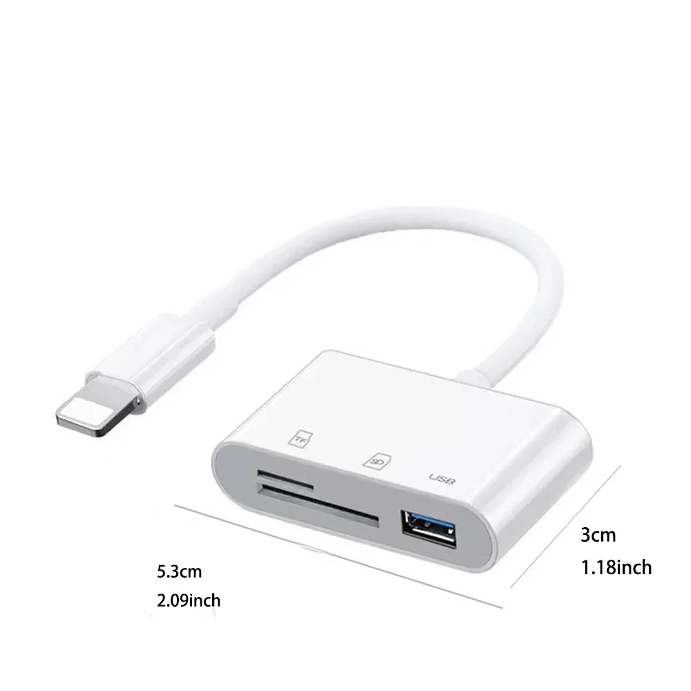 3-in-1 Lightning TypeC to SD & TF Card USB Camera Adapter For iPhone iPad Card Reader USB Dongle for USB Flash Plug  Play