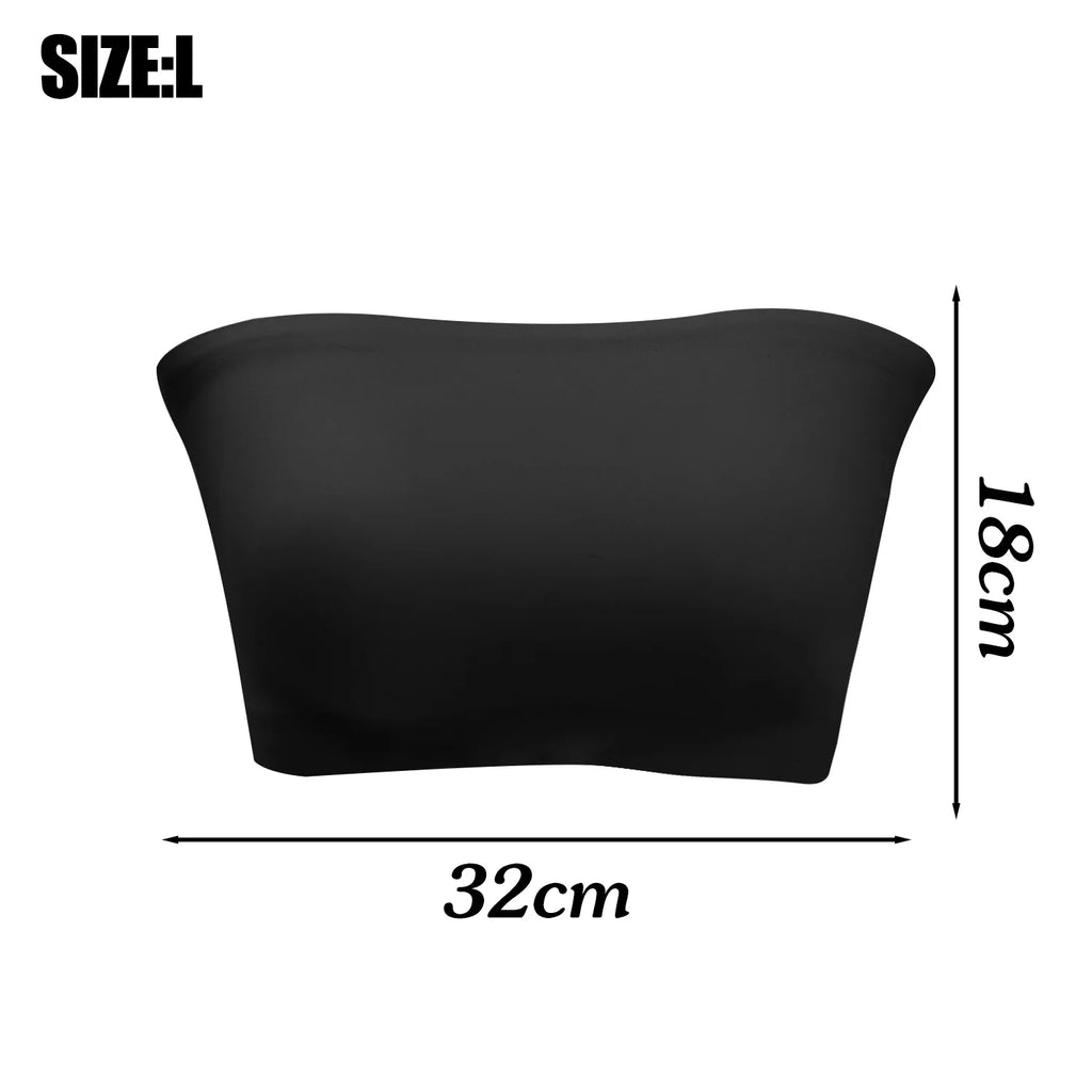 2025 Fashion Women Tube Tops Strapless Bra Black Skin Chest Wrap Bandeau Unlined Seamless Breathable Comfortable Underwear Tops