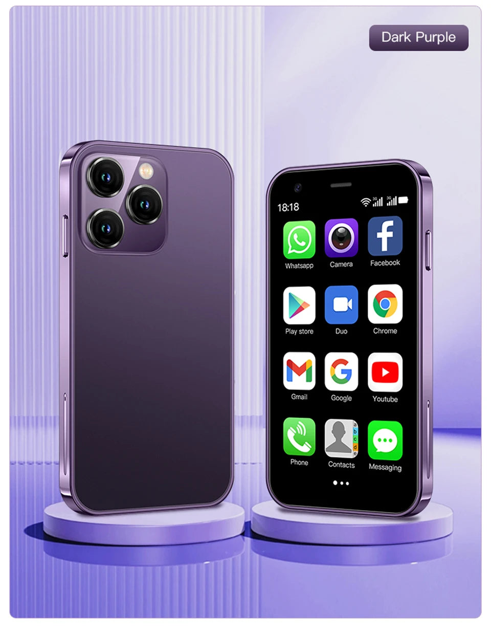 New SOYES XS15 Mini Smartphone 3.0inches MTK 2GB RAM 16GB ROM WCDMA 3G Dual SIM 2MP Rear Camera 480x854 Type-C Android Cellphone