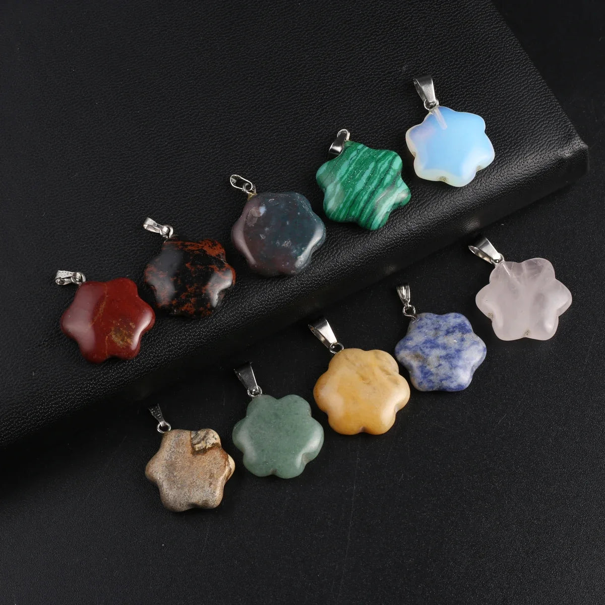 12pcs Natural Stone Pendant Mix Colors Women Natural Jewelry Charms fit DIY Necklace Making Wholesale Multiple Shapes