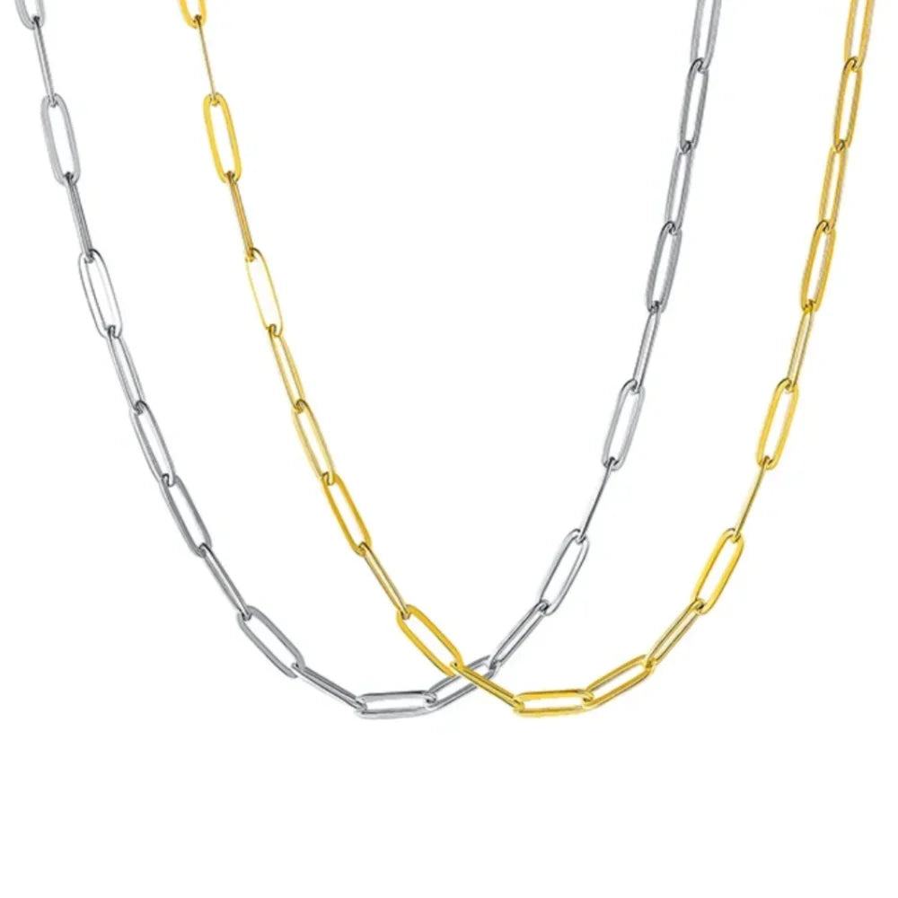Andara 925 Sterling Silver Exquisite Paperclip Necklace, Women's Fashion Paperclip Clavicle Necklace Birthday Party Jewelry