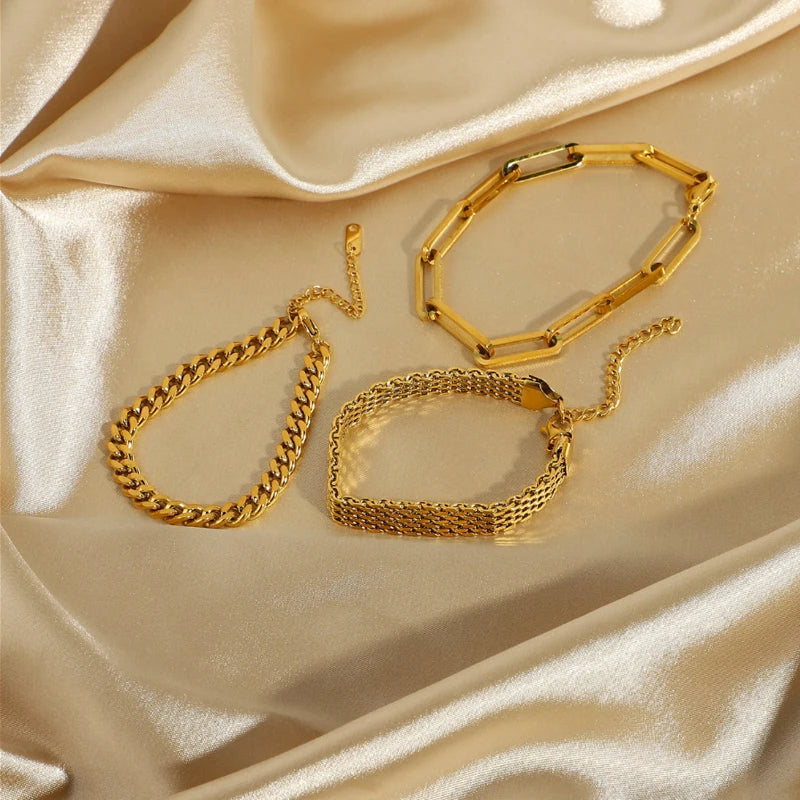 2026 Classic Snake Chain Bracelets Women Trend Gold Plated Stainless Steel Cuban Chain Bracelet Trendy Female Gifts Jewelry