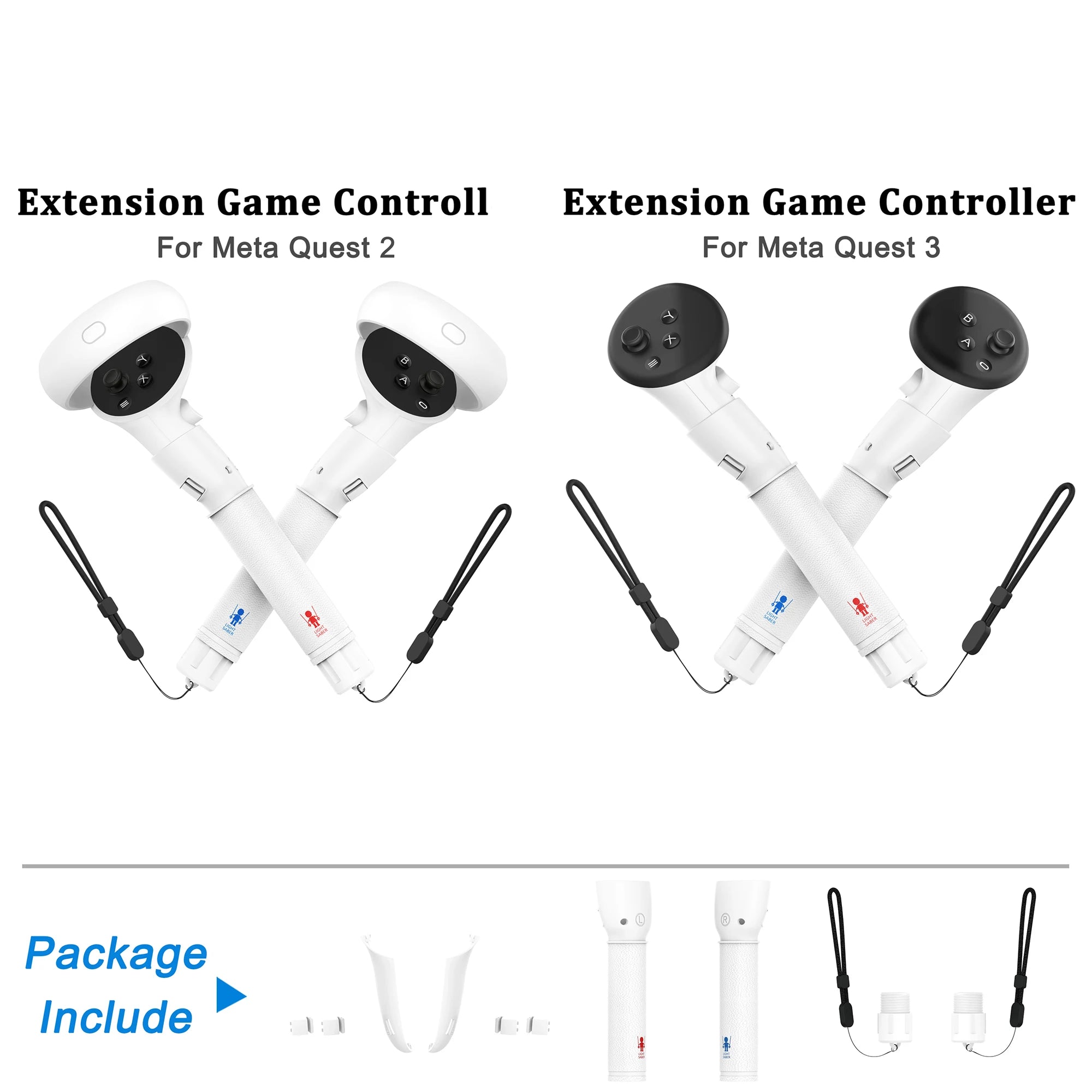 Handle Attachments for Quest 2/3 Controller Accessories VR Tag Long Arms Grips for Meta Quest 2/3 Beat Saber Golf Club Baseballe