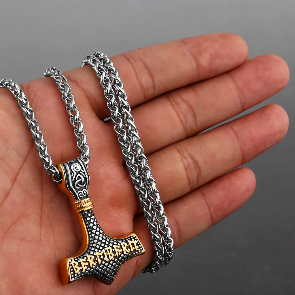 Original Viking Stainless Steel Thor Hammer Multiple Styles Domineering Unisex Necklace Pendant Boyfriend Gift Wholesale