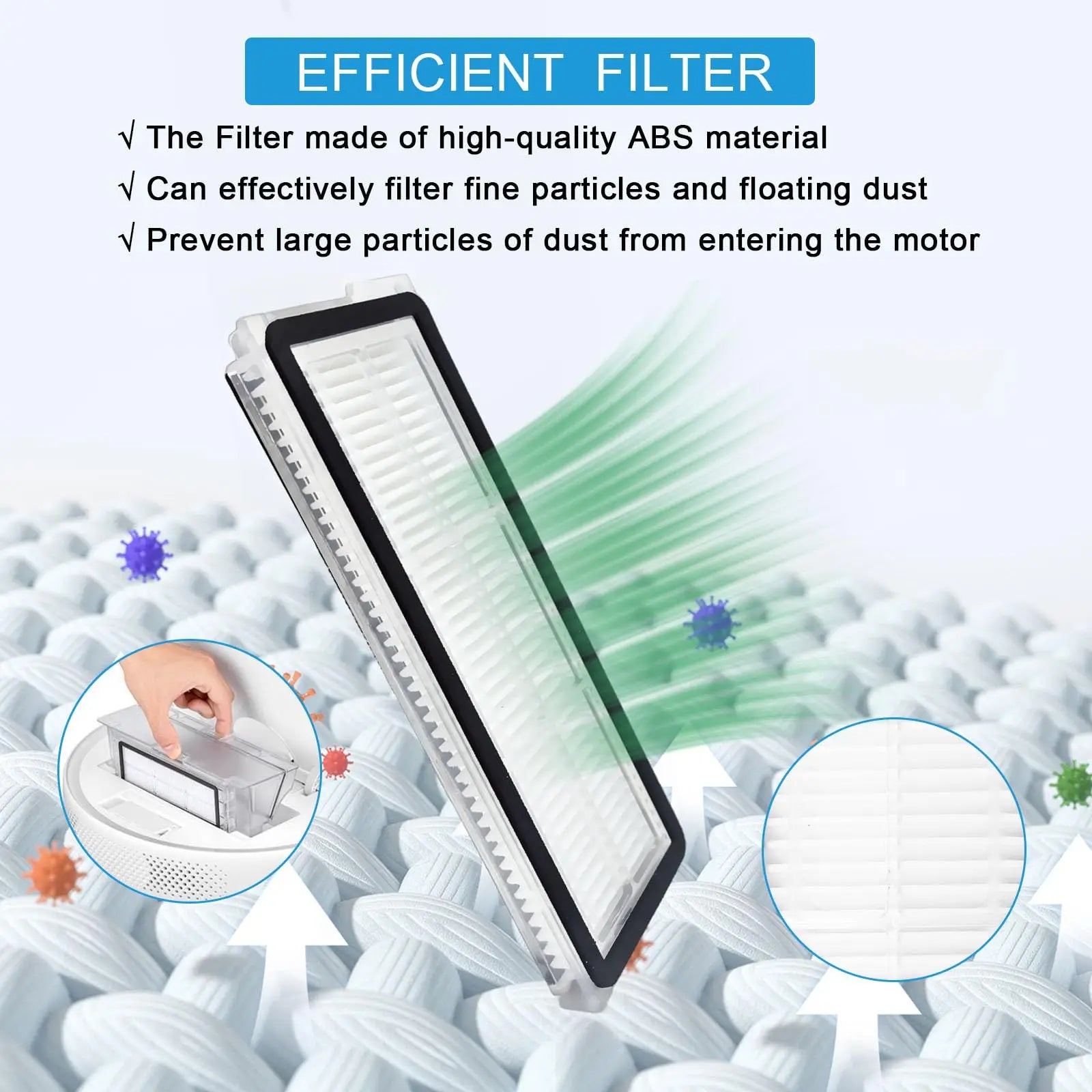 HEPA Filter for Roborock Qrevo S/Qrevo Pro/Qrevo Plus/Qrevo MaxV/Qrevo Curv/Qrevo Curve/Qrevo Edge Robot Vacuum Cleaner
