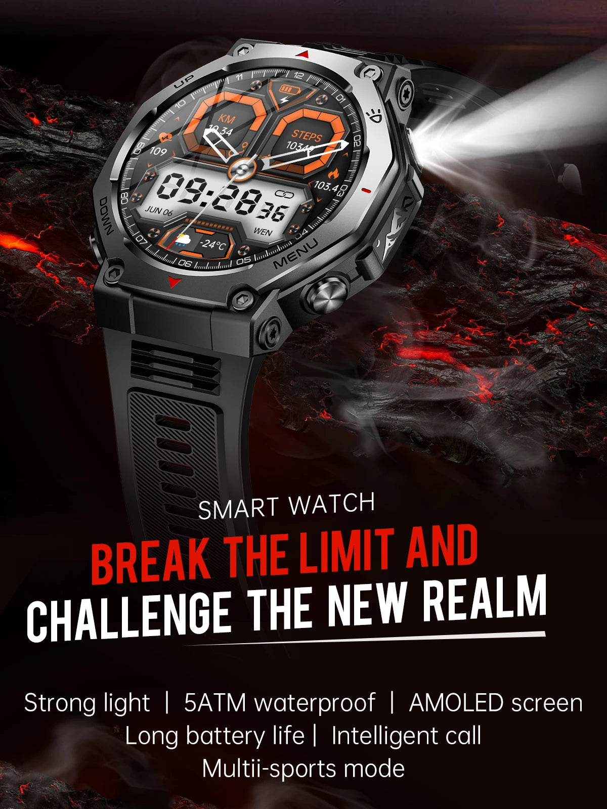 Smartwatch for iPhone Andriod,wireless call dialing,sports mode,incoming call and message push,fitness tracker,health monitoring