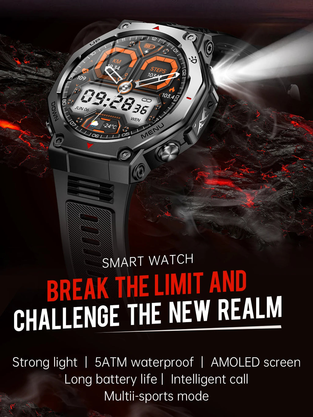 Smartwatch for iPhone Andriod,wireless call dialing,sports mode,incoming call and message push,fitness tracker,health monitoring