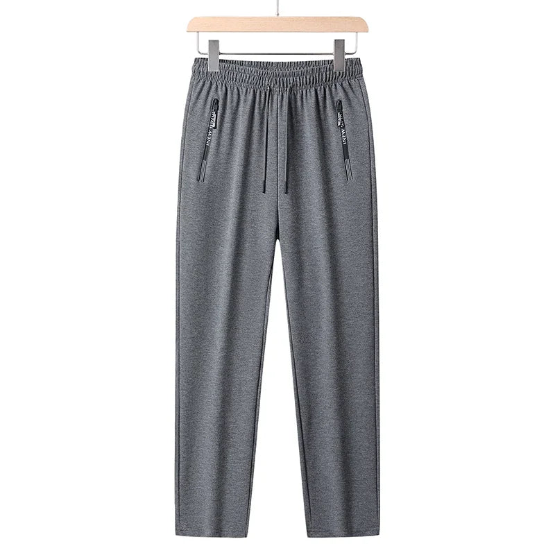 Herren Sommerhose große Größen, Kordelzug, Stretch, Sport-Jogger, Herren, große Übergröße, Reißverschlusstasche, 4XL 5XL 6XL 7XL 8XL, Grau, Schwarz