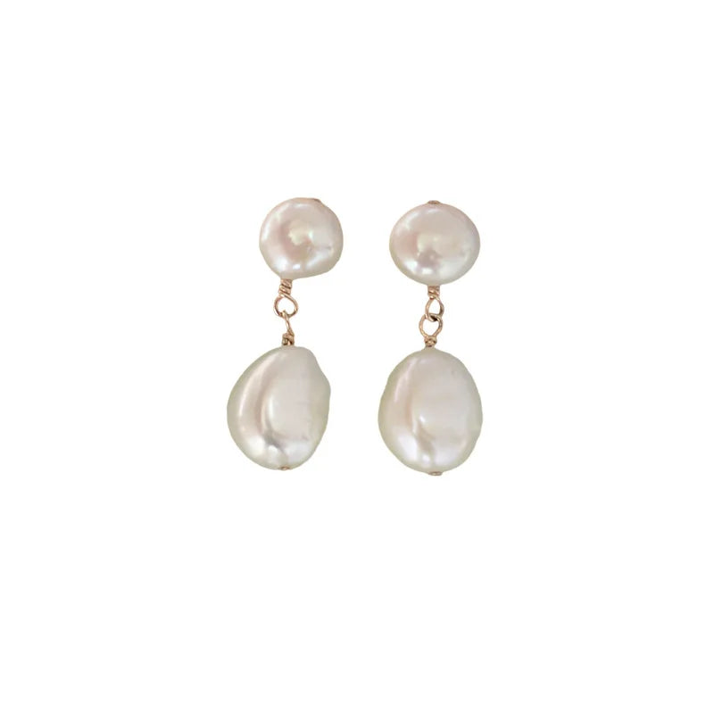 Simple Design Water Drop Natural Baroque Freshwater Pearl 925 Silver Needle Female Tassels Stud Earrings Wholesale Jewelry Gifts