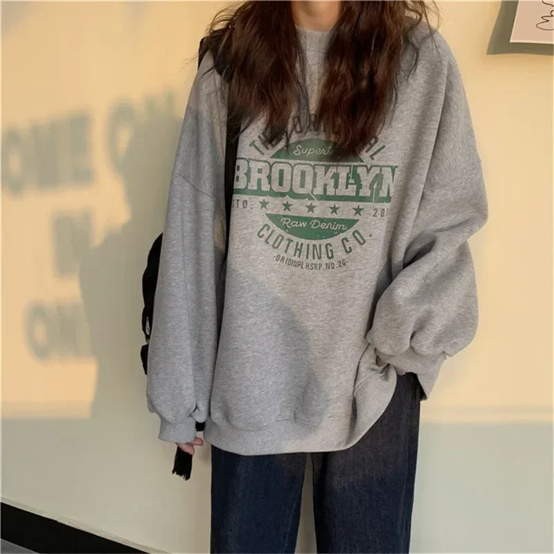 Women Hoodies Office Lady Loose Coat Korean Fashion Sweatshirts Letter Printed Pullovers 2024 Spring Woman clothing Y2k Hoodies
