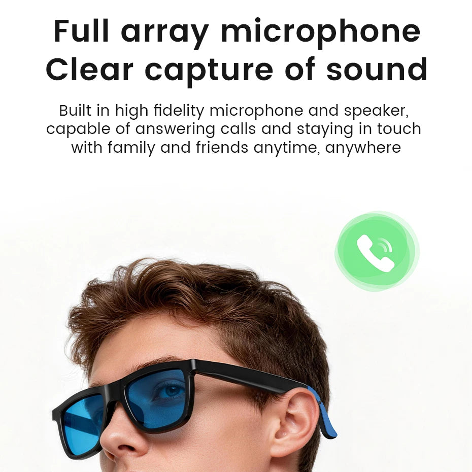 AI Translation Smart Audio Glasses Touch To Color Changing IP65 Sunglasses Noise-reducing HD Call Eyewear Men Women Music Play