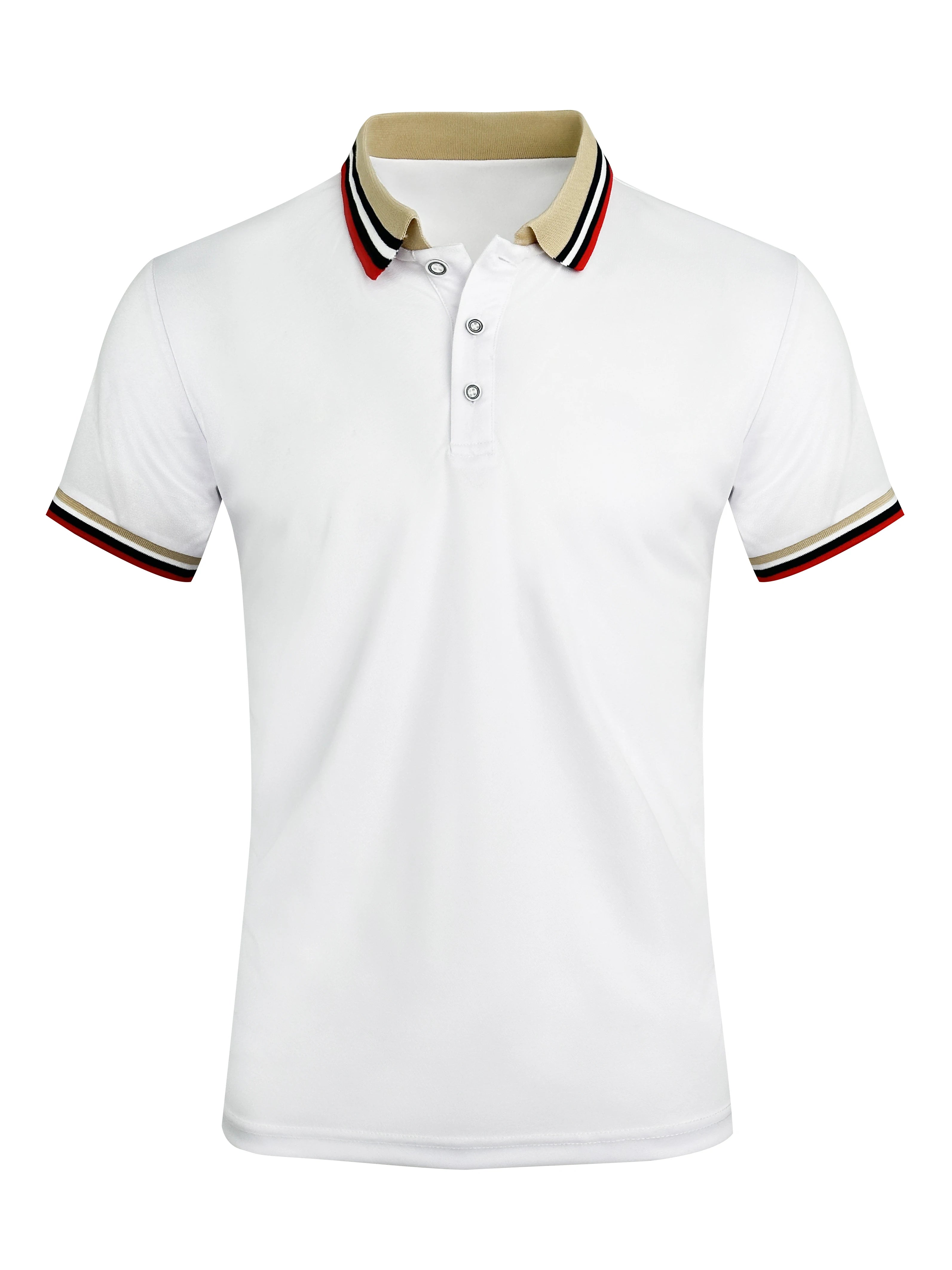 Men Summer Solid Casual Office Breathable Cotton Polo Shirt Fashion Brand Male Business High Quality Striped Short Sleeve Top