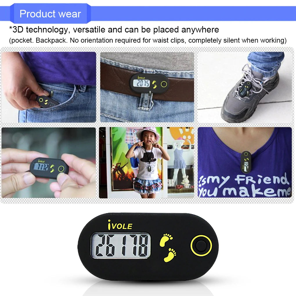 Ivole Digital Step Pedometer Walking Running Counter LCD Display Fitness Gym Practice Counting Tools Accessories