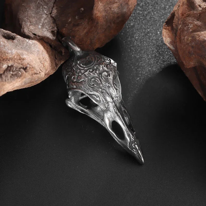 Retro Nordischer Stil Krähenschädel Anhänger Tier Vogel Halskette für Herren Personalisierter Schmuck Glücksbringer Geschenk