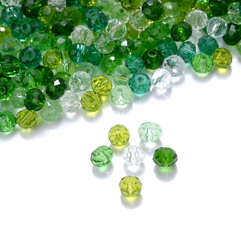 Cicifu Mix Green 3/4/6mm 40/120pcs Rondelle Austria Faceted Crystal Glass Beads Round Loose Beads for Jewelry Making Finding