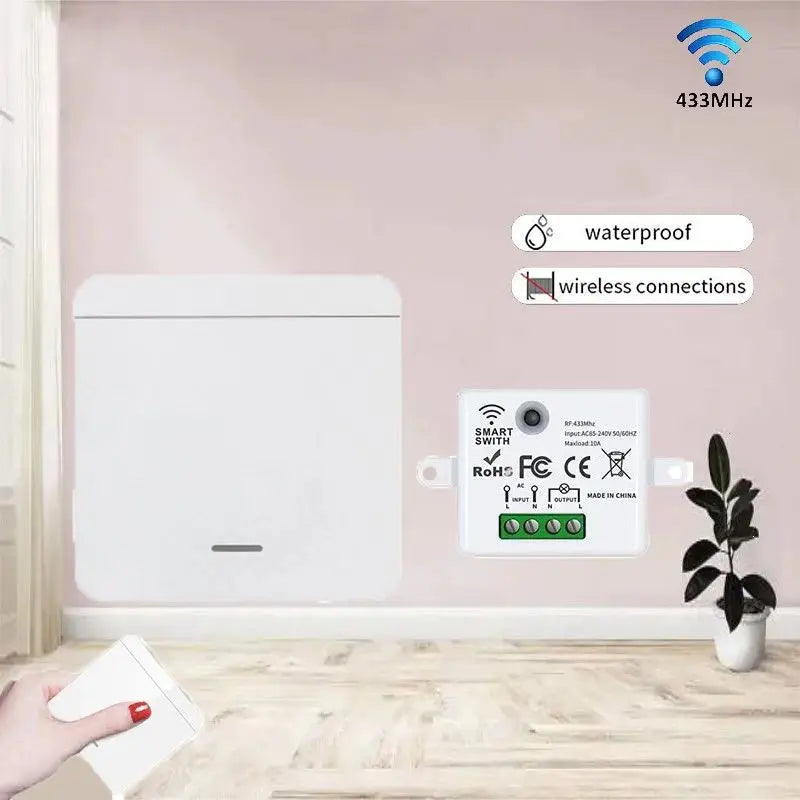 86 Wireless Smart RF 433Mhz Wall Panel with Remote Control 1/2/3gang Mini Relay Receiver Home Led Light Lamp Switch