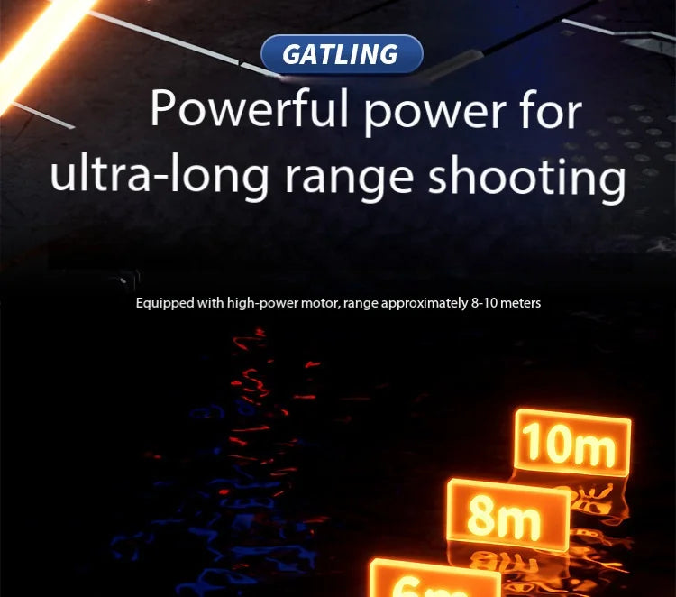 Electric Gatling LED Light Water Gun High-Speed Continuous Burst Rotating Summer Outdoor Beach Pool Party shooting Toy Gift
