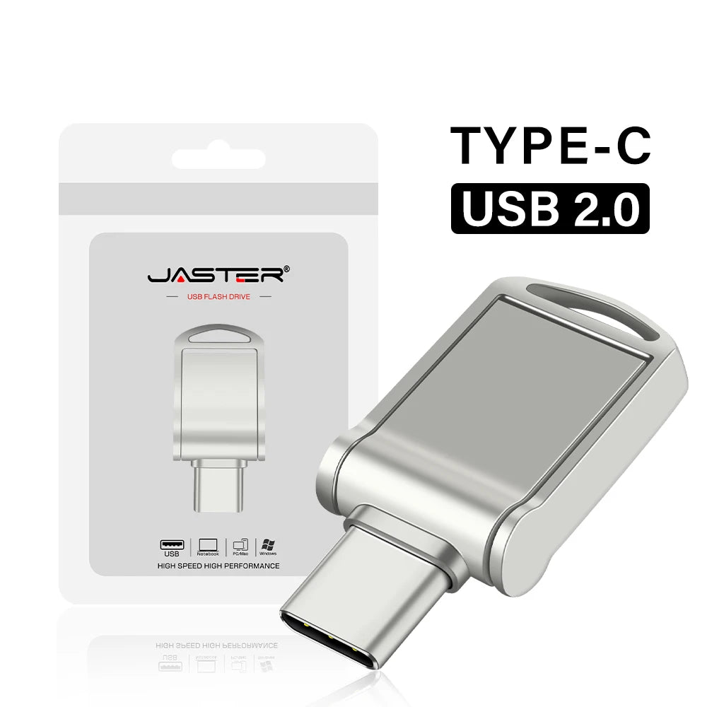 Metal Mini TYPE-C 2 IN 1 USB Dual Flash Drive 64GB Tiny Pen Drive 32GB Key Chain Memoria USB Memory Disk 128G 16GB Pendrives
