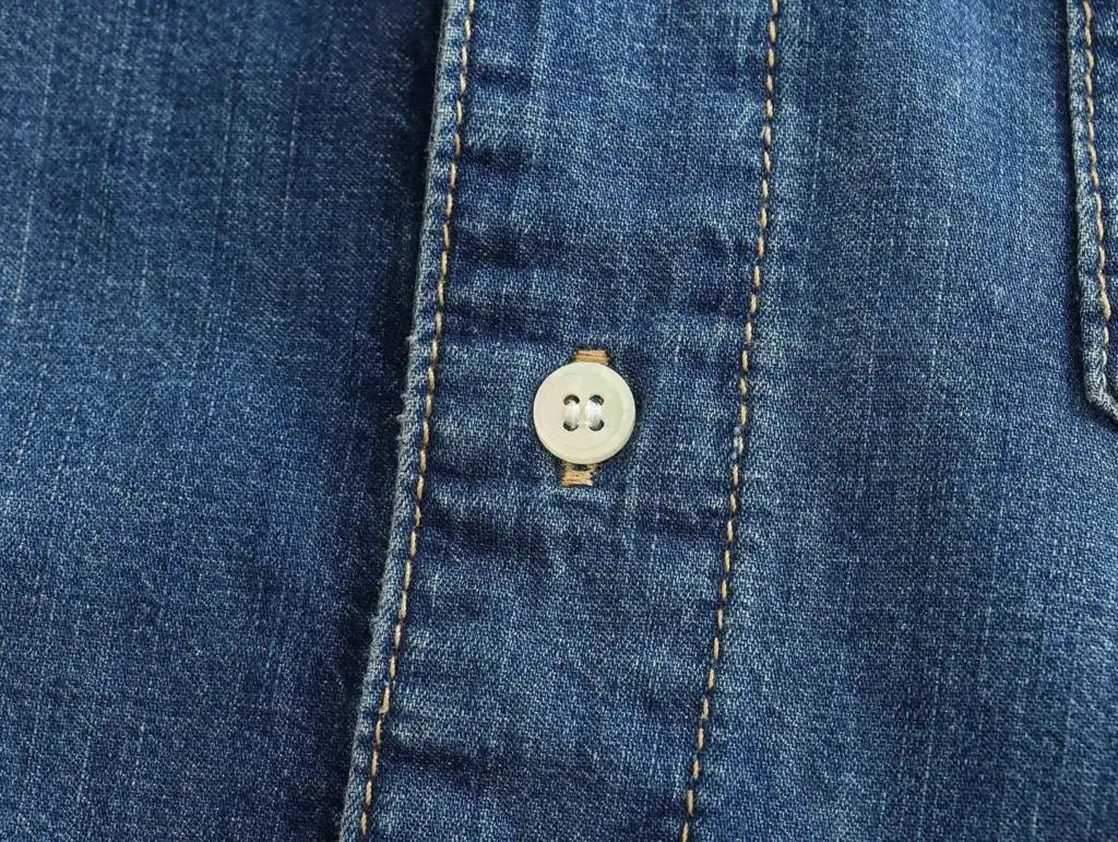 2025 Women's Denim Shirts Button Blouses Asymmetric's Shirts Tops