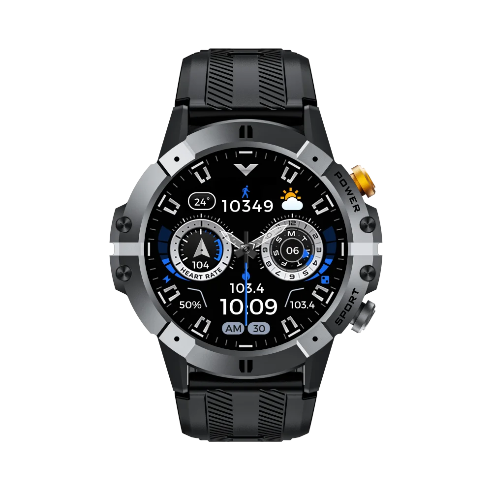 Rugged Fitness Smartwatch - 100+ Professional Sport Modes, Life Waterproof, Smart Message Notifications, Precision Sleep Tracker