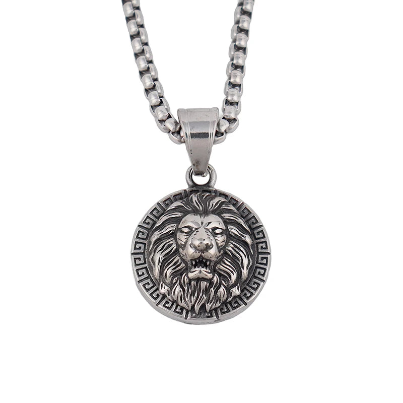 Fashion Small size Lion Head Pendant for Men Women Gift Punk Rock Stainless Steel Viking Animal Necklaces Popular Biker Jewelry