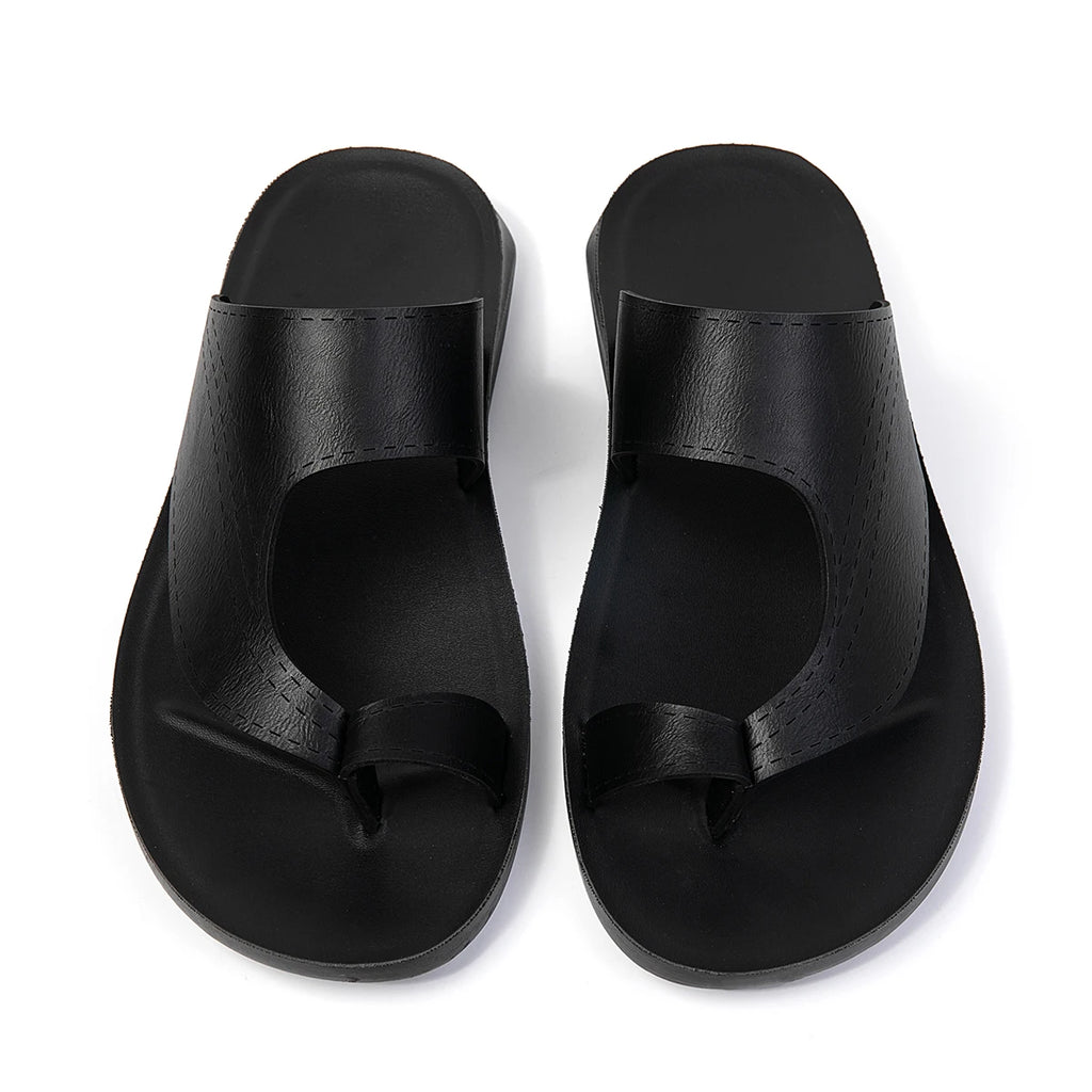 Sommersandalen Hochwertige Leder Herren Zehenfreie Hausschuhe Herrenschuhe Slipper Freizeitschuhe Outdoor Herren Slides Bequeme Strandsandalen