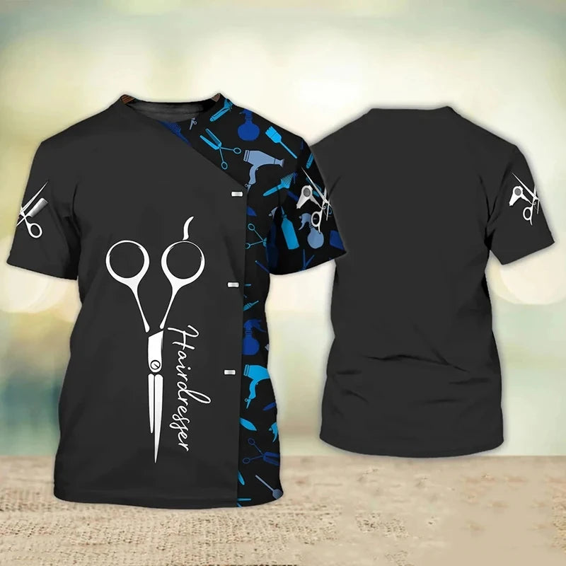 Hairdresser  Men's Fashion 3D Printed T-shirt Casual Fun Short Sleeve Barber Men's Graphic T-shirt Tees Y2k Tops Mens Clothing