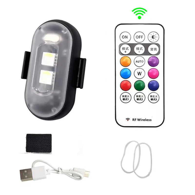 RGB Led Aircraft Strobe Light Remote Wireless Motorcycle Flash Light Warning Lights for Aircraft Airplane Helicopter Bike Car