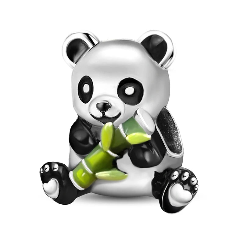 925 Sterling Silver Owl Dinosaur Panda Chameleon Cute Charm Bead Fit Diy Bracelet Bangle Making Gift of High Quality Jewelry