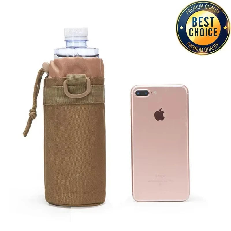 Tactical MOLLE Water Bottle Pouch, 1000D Nylon Hydration Carrier with Adjustable Drawstring for Hunting Hiking Camping Cycling