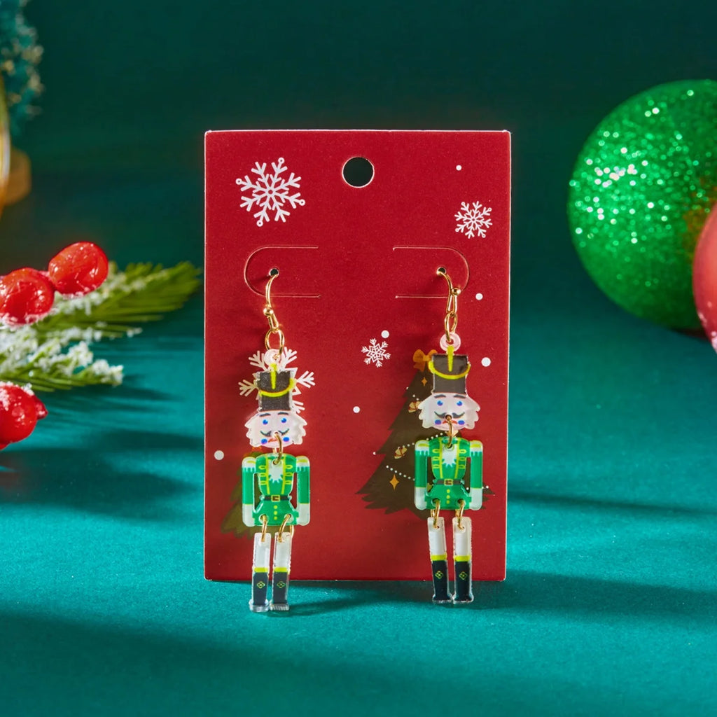 Christmas Acrylic Heart Santa Claus Deer Candy Crutch Xmas Tree Soldier Drop Earrings Cute Holiday Jewelry For Women Men Gifts
