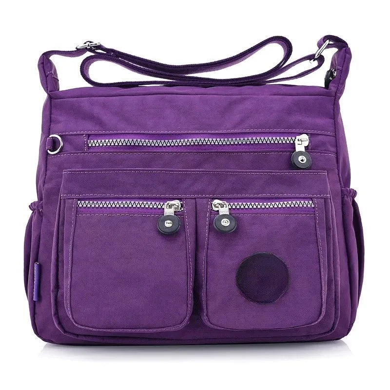 Versatile Waterproof Nylon Single Shoulder Bag for Women Lightweight Travel Crossbody Bag with Internal Zipper And Polyester Lin