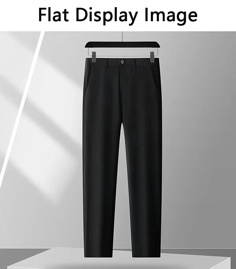 Male Smart Casual Pants Stretchy Sports Men's Fast Dry Trousers Spring Autumn Full Length Straight Office Black Navy Work Pants