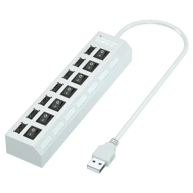 Hoëspoed 4/7 Poorte USB HUB 2.0 Adapter Uitbreider Multi USB-verdeeler Meervoudige verlenger met LED-lampskakelaar vir rekenaar skootrekenaar